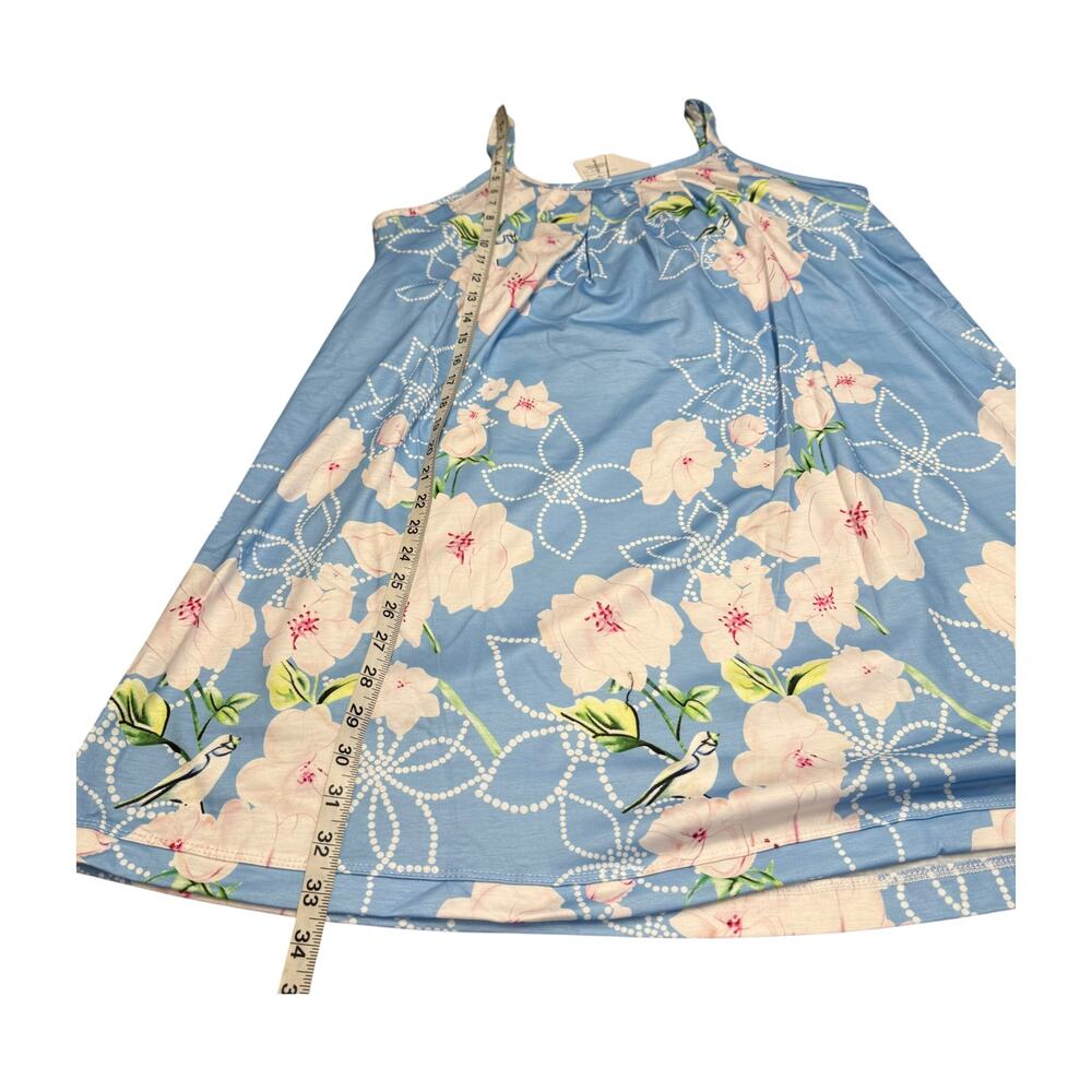 Aviier Blue Floral Swing Dress Spaghetti Strap Size L NWT - Picture 6 of 6
